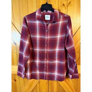 Jachs Girlfriend Button Up Red White Plaid Flannel Shirt Size Medium (6339)